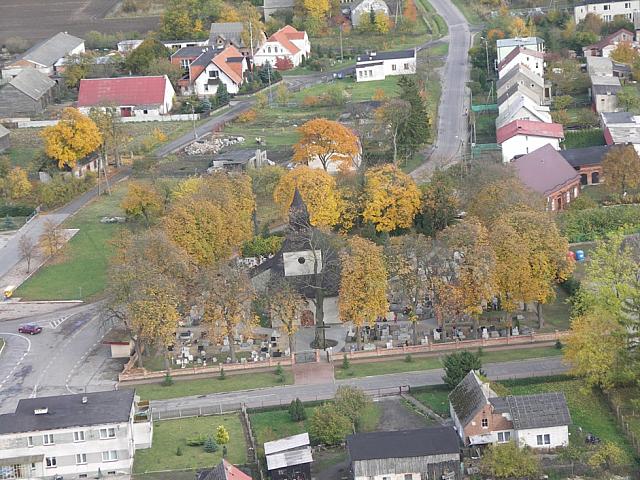 Kościół i za nim ul. Sławęcińska i Boczna